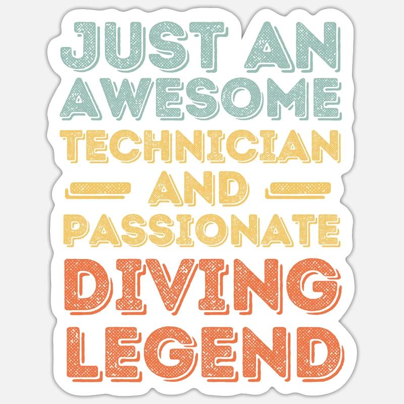 Technicians diving retro - Sticker size S (10 x 10 cm) - white matte