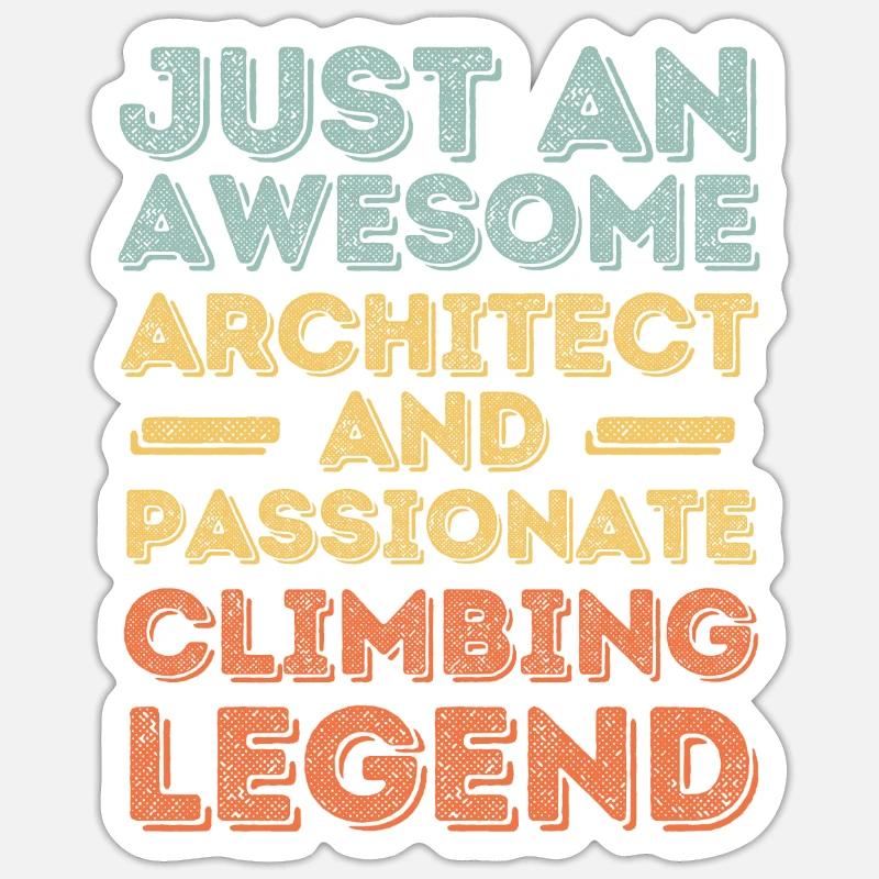 Architecte escalade rétro - Sticker taille S (10 x 10 cm) - blanc mat