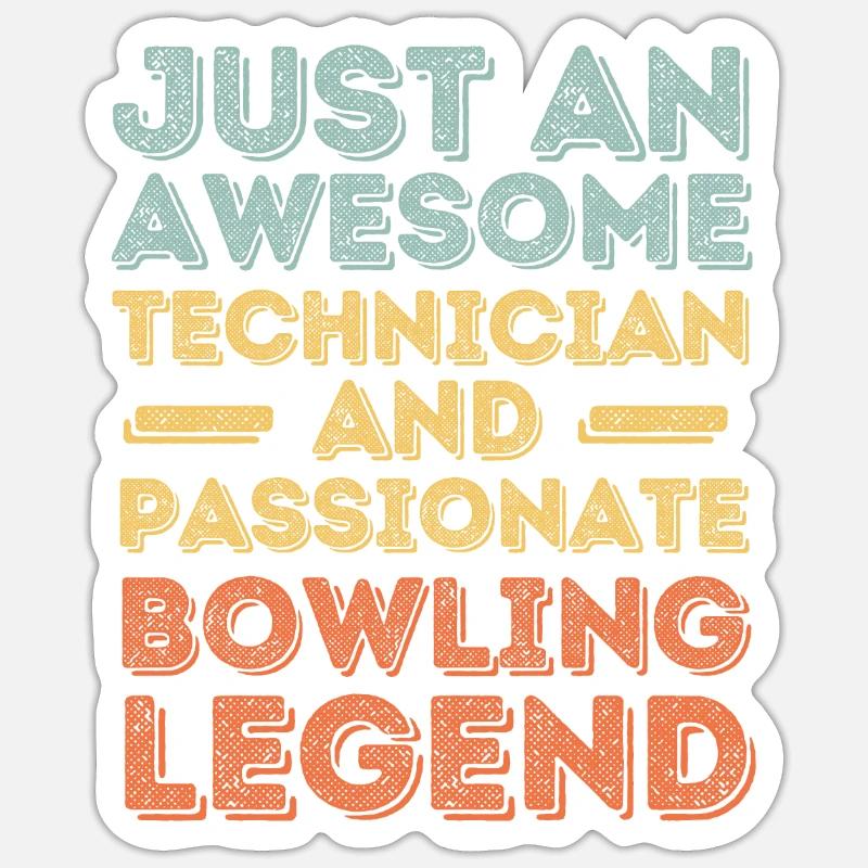 Techniker Bowling retro - Sticker Größe S (10 x 10 cm) - Mattweiß