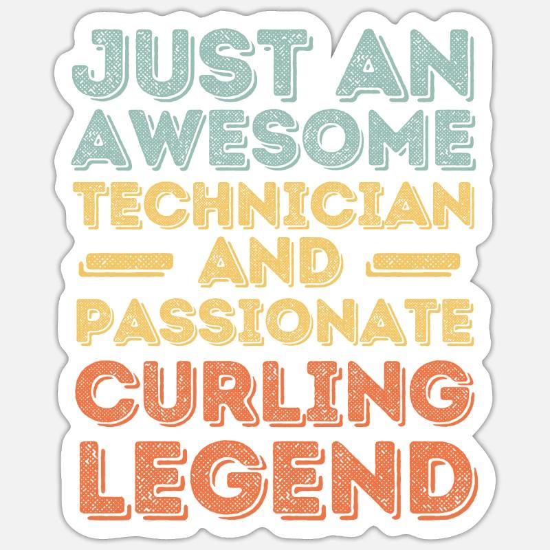 Techniker Curling retro - Sticker Größe S (10 x 10 cm) - Mattweiß