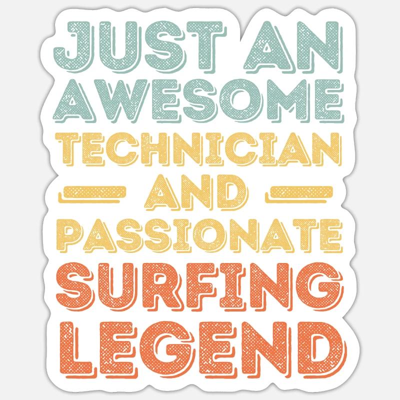 Techniker Surfen retro - Sticker Größe S (10 x 10 cm) - Mattweiß