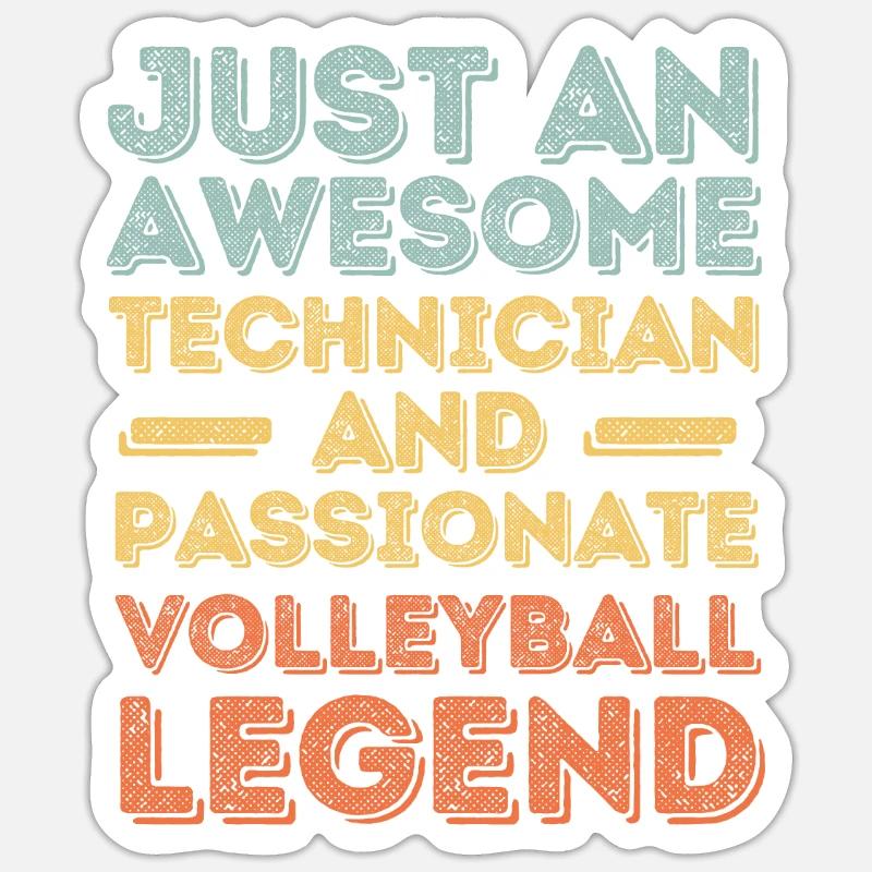 Technician Volleyball retro - Sticker size S (10 x 10 cm) - white matte