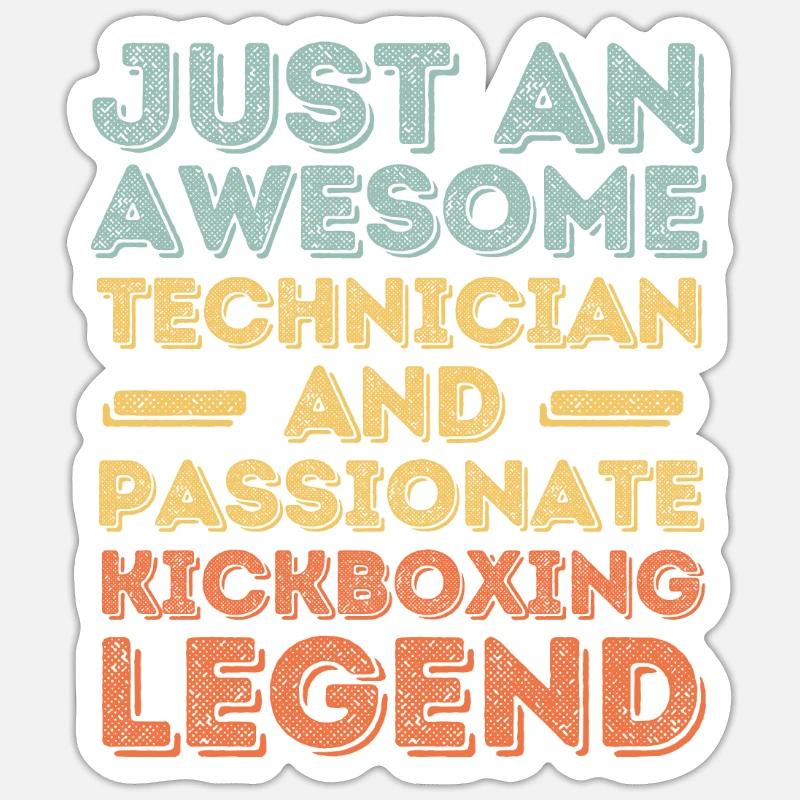 Technicien Kickboxing rétro - Sticker taille S (10 x 10 cm) - blanc mat