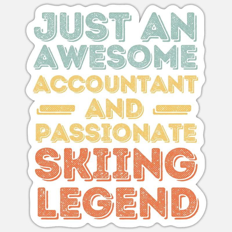 Comptable Ski rétro - Sticker taille S (10 x 10 cm) - blanc mat