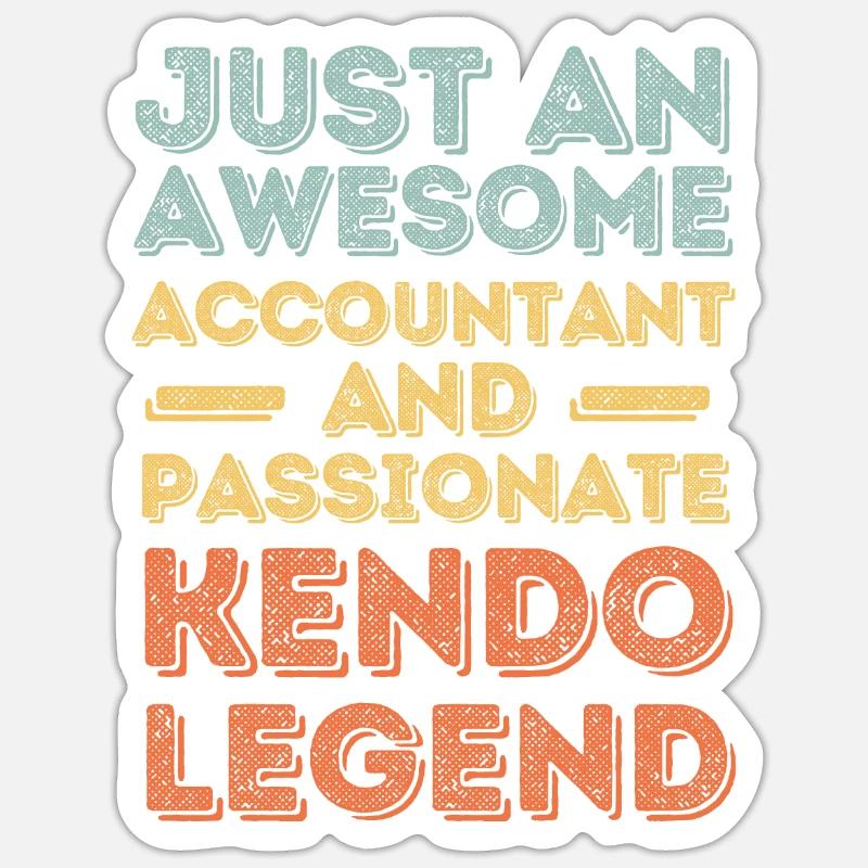 Comptable Kendo rétro - Sticker taille S (10 x 10 cm) - blanc mat
