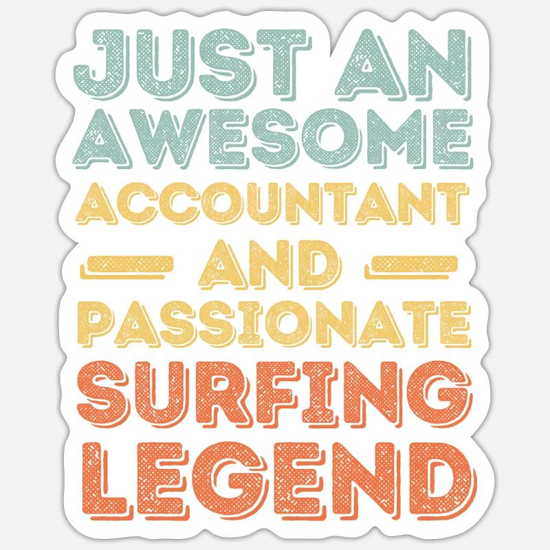 Comptable Surf rétro - Sticker taille S (10 x 10 cm) - blanc mat