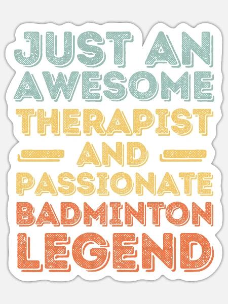 Therapeut Badminton retro - Sticker Größe S (10 x 10 cm) - Mattweiß