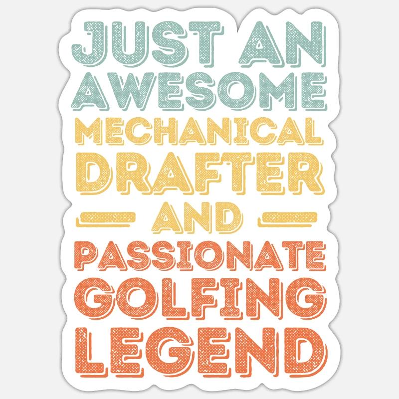 Dessinateur technique Golf rétro Sticker taille S (10 x 10 cm)