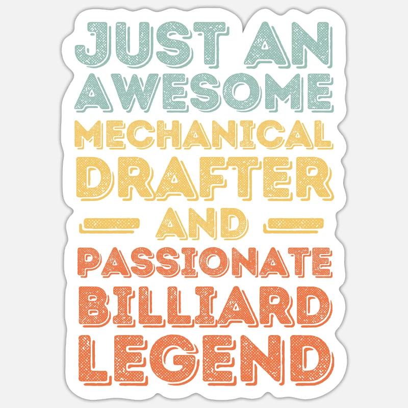 Technischer-Zeichner Billard retro Sticker Größe S (10 x 10 cm)