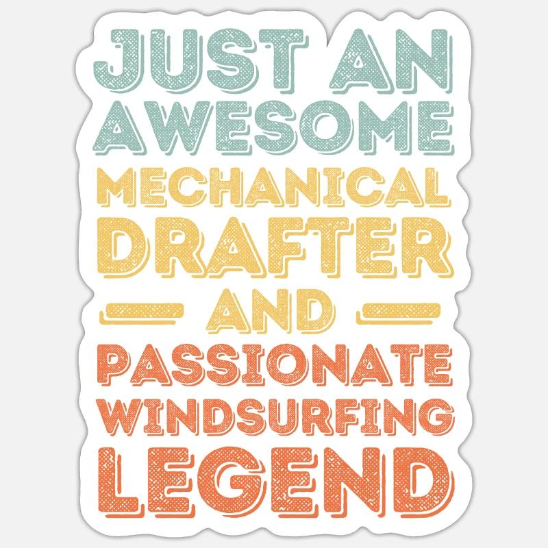 Technical draughtsman windsurfing retro Sticker size S (10 x 10 cm)