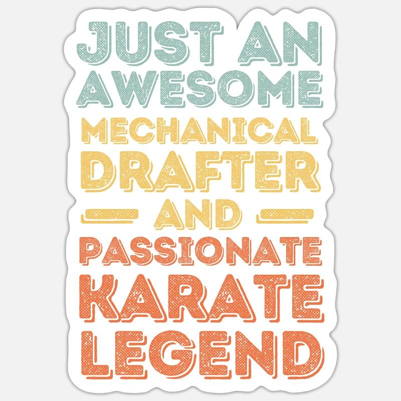 Technischer-Zeichner Karate retro Sticker Größe S (10 x 10 cm)