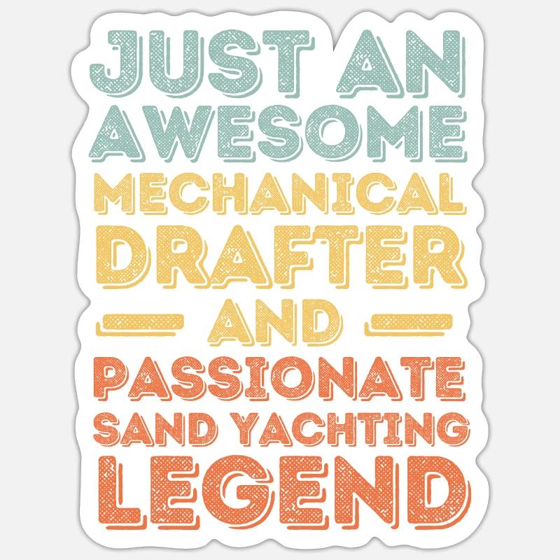 Dessinateur technique sable voile rétro Sticker taille S (10 x 10 cm)