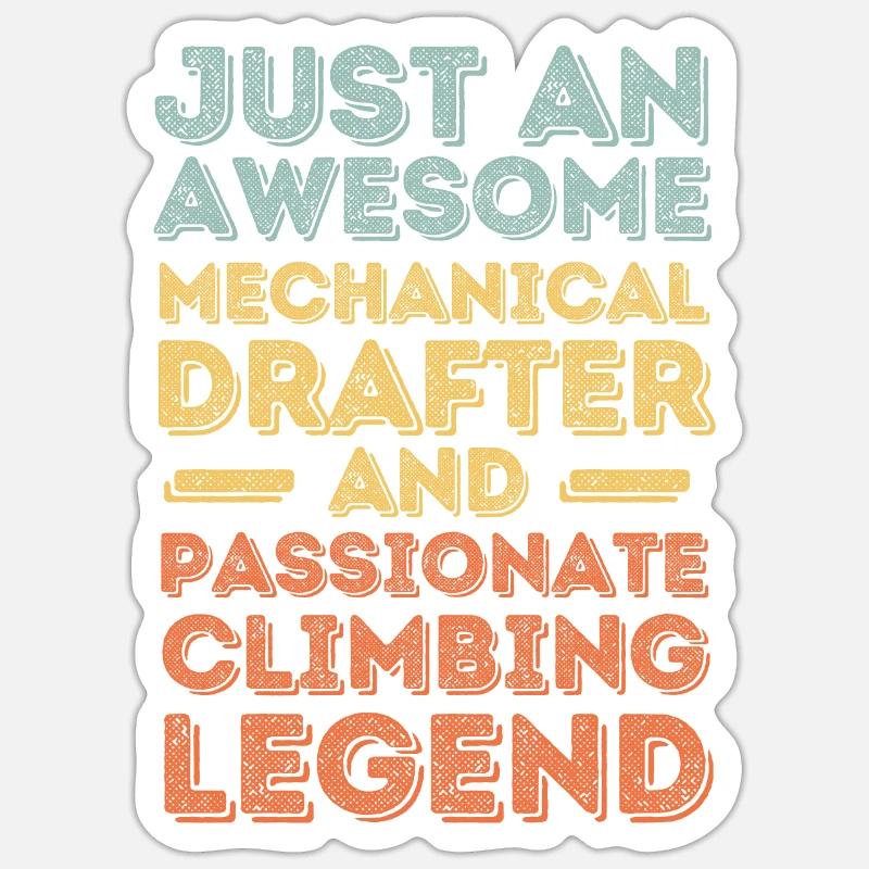 Technischer-Zeichner Klettern retro - Sticker Größe S (10 x 10 cm) - Mattweiß