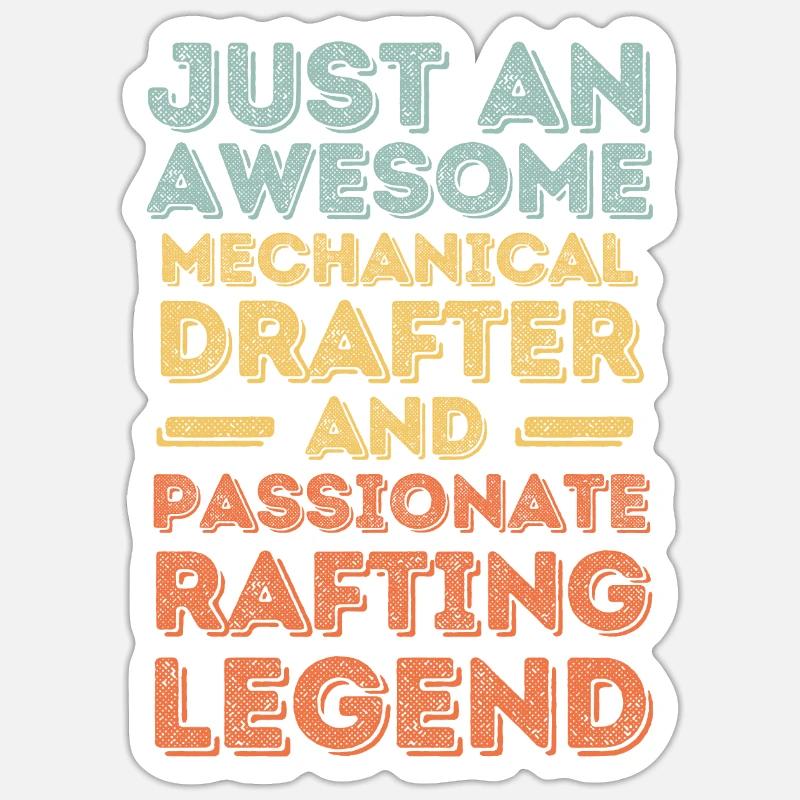 Technischer-Zeichner Rafting retro Sticker Größe S (10 x 10 cm)