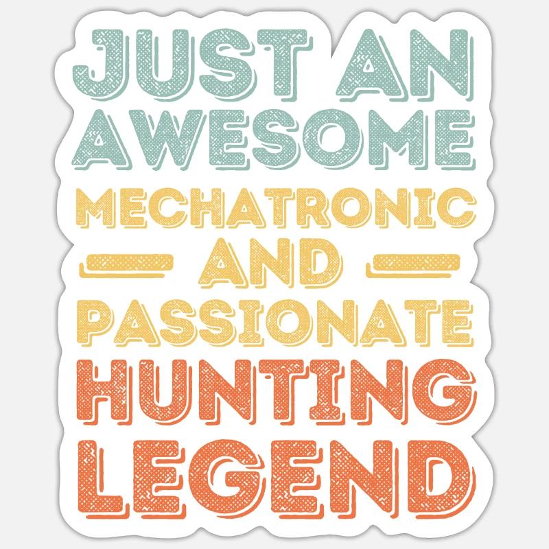 Mechatronics engineers hunt retro - Sticker size S (10 x 10 cm) - white matte