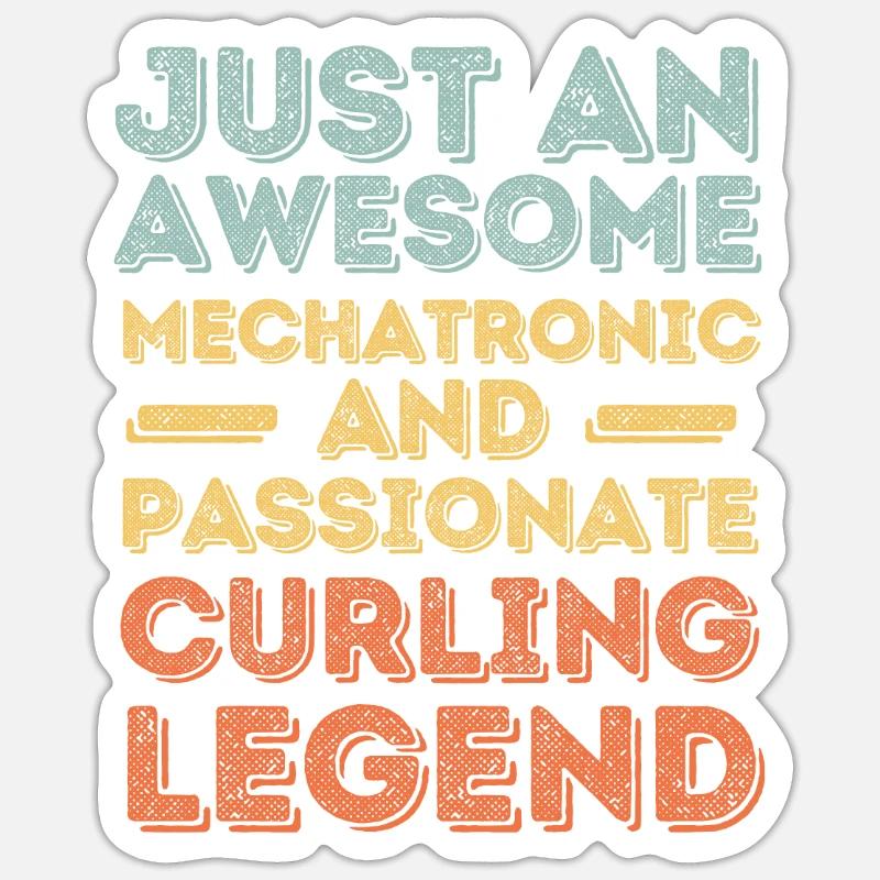 Mécatronique Curling rétro - Sticker taille S (10 x 10 cm) - blanc mat