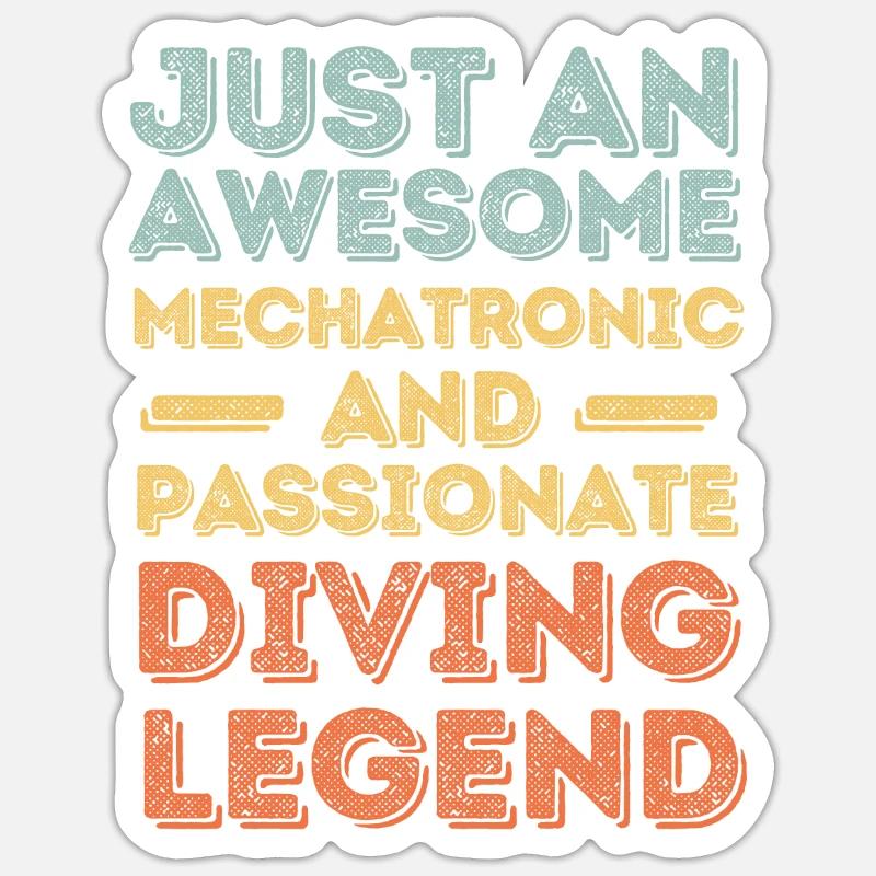 Mechatronics Diving Retro - Sticker size S (10 x 10 cm) - white matte