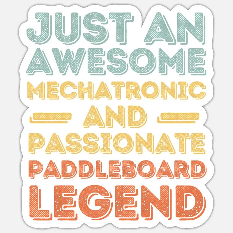 Mécatronique Paddleboard rétro Sticker taille S (10 x 10 cm)