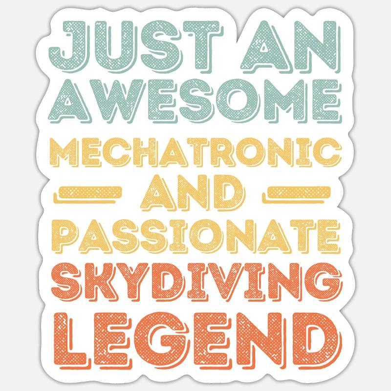 Mechatronics Engineer Skydiving retro - Sticker size S (10 x 10 cm) - white matte