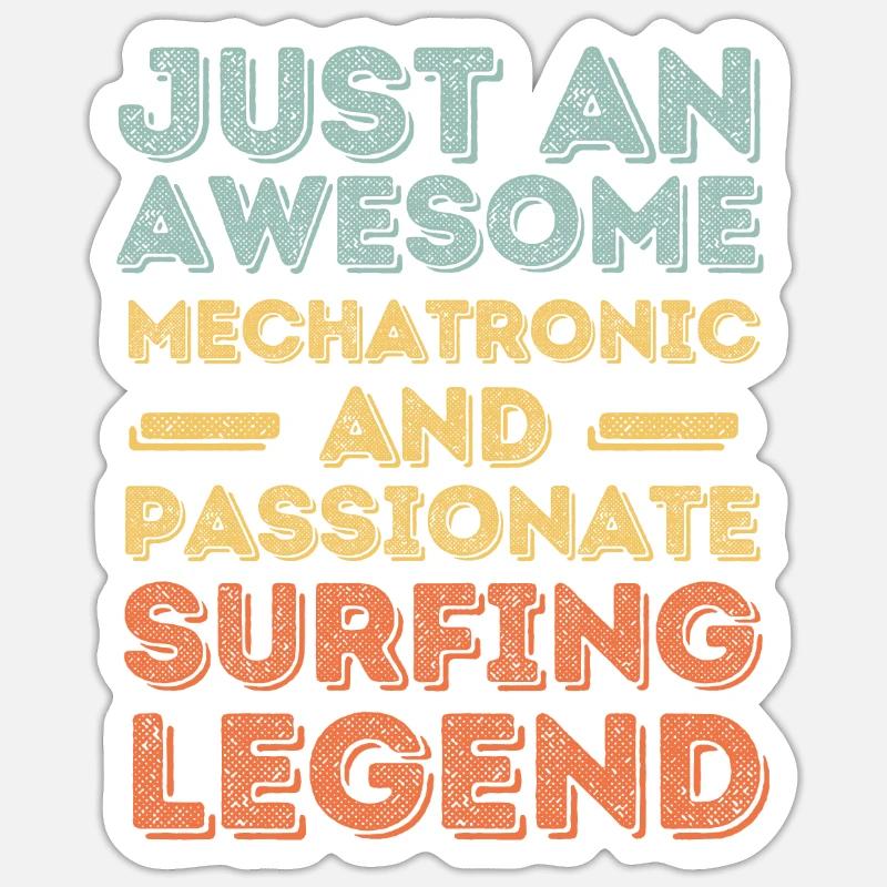 Mécatronique surf rétro Sticker taille S (10 x 10 cm)
