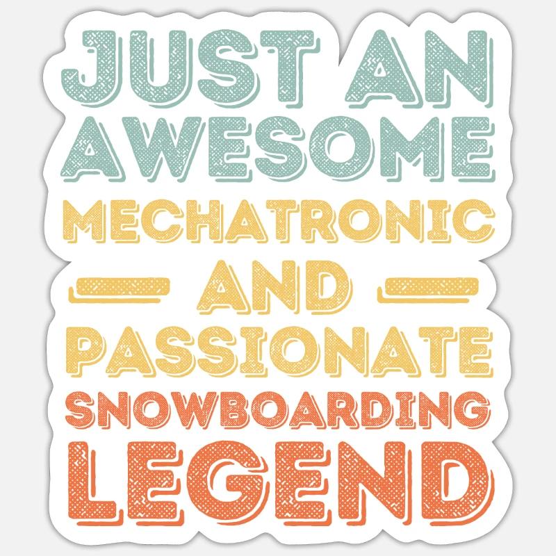Mechatronics Technician Snowboard retro - Sticker size S (10 x 10 cm) - white matte