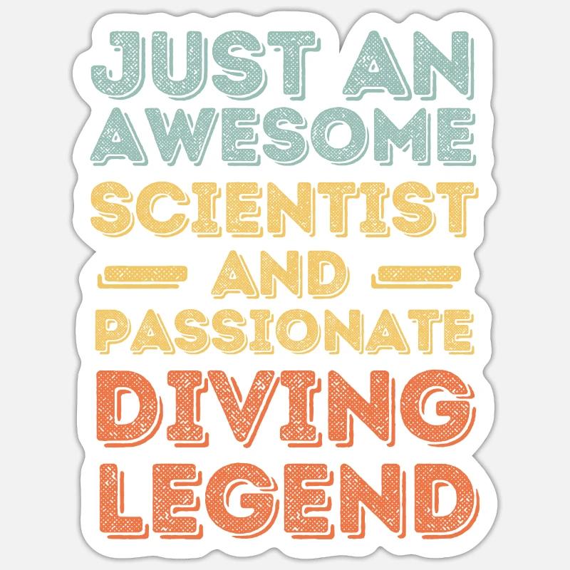 Scientifiques plongeant rétro - Sticker taille S (10 x 10 cm) - blanc mat