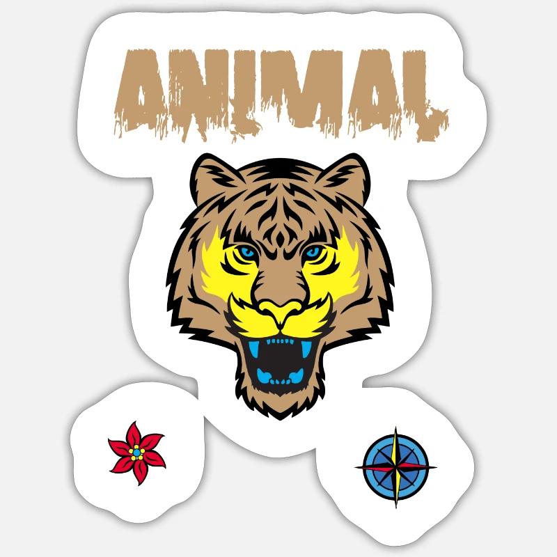 Tigergesicht zeichnen - Sticker Größe S (10 x 10 cm) - Mattweiß