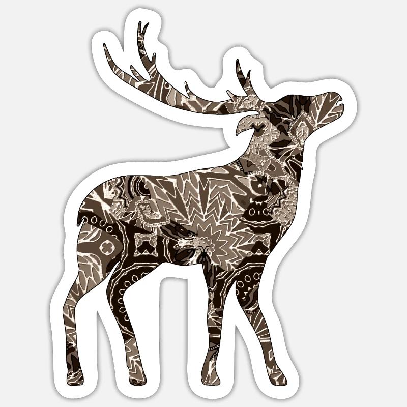 Cerf - Sticker taille S (10 x 10 cm) - blanc mat
