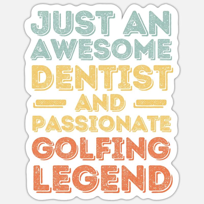 Dentist golfing retro - Sticker size S (10 x 10 cm) - white matte