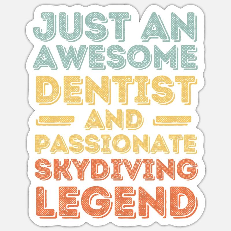 Dentiste parachutisme rétro - Sticker taille S (10 x 10 cm) - blanc mat