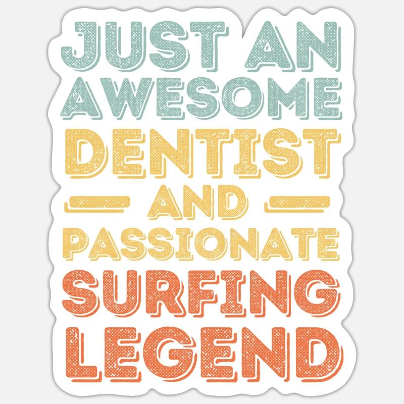 Dentiste Surf rétro Sticker taille S (10 x 10 cm)