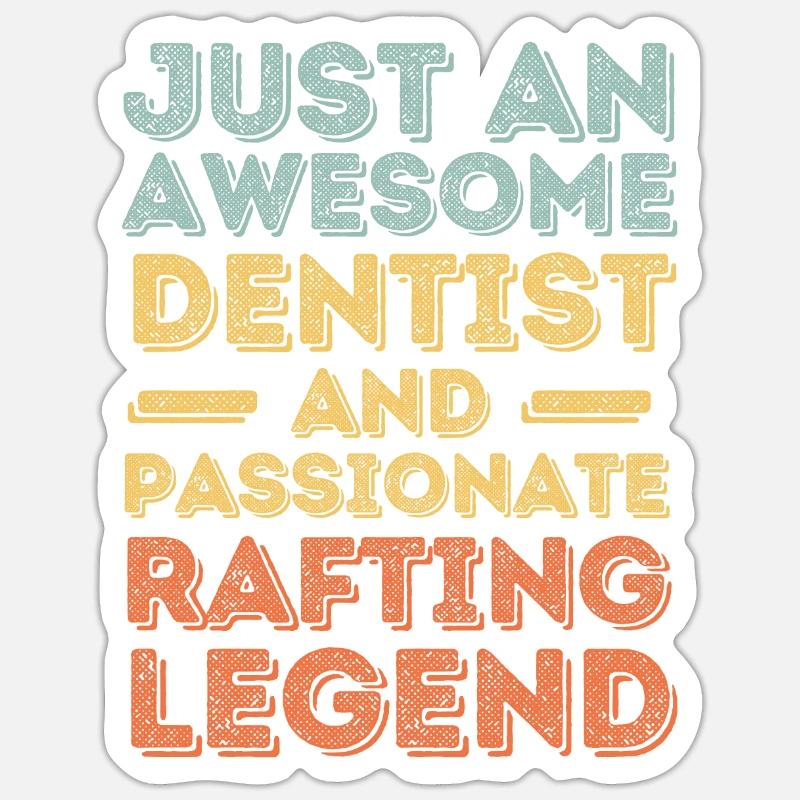 Dentiste rafting rétro - Sticker taille S (10 x 10 cm) - blanc mat