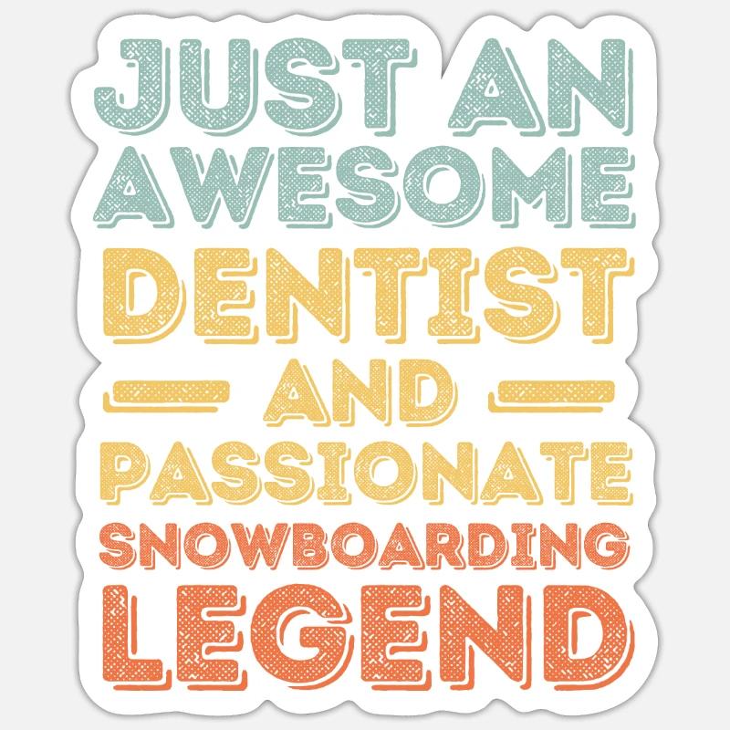 Dentiste Snowboard rétro - Sticker taille S (10 x 10 cm) - blanc mat