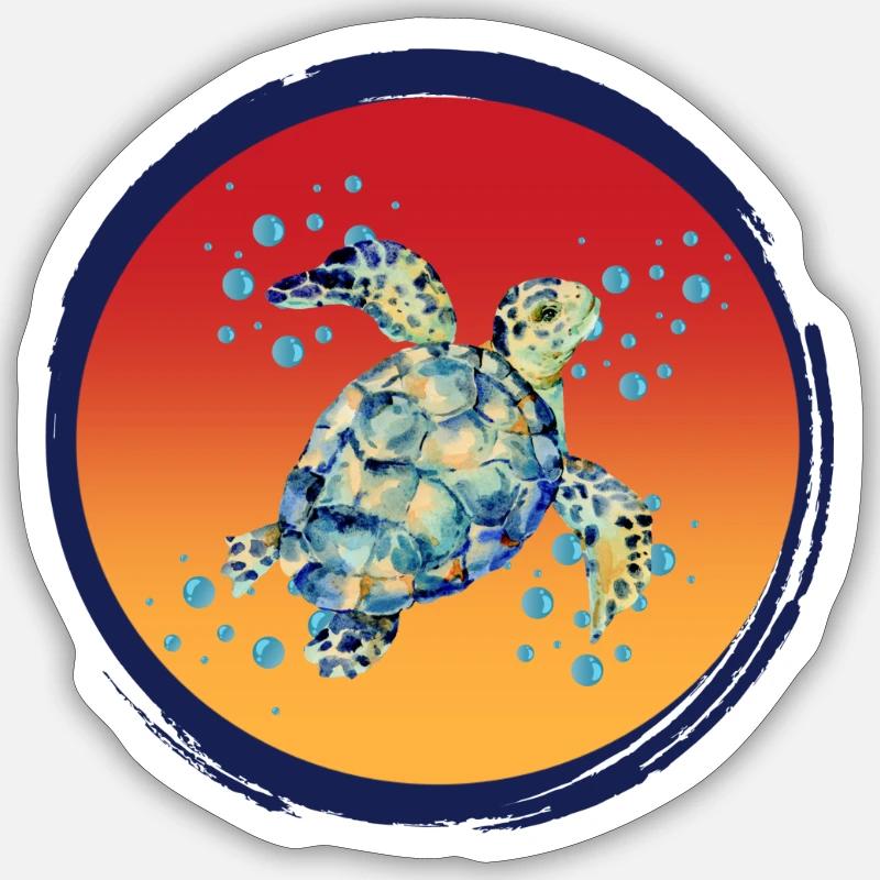 Turtle_Harmony - Sticker Größe S (10 x 10 cm) - Mattweiß