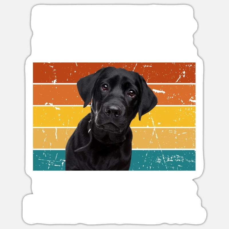 Chaque collation que vous préparez. Conception rétro Labrador Sticker taille S (10 x 10 cm)
