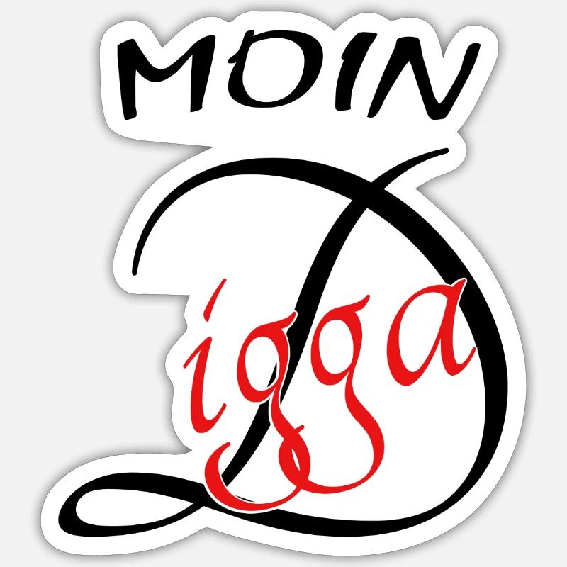 Moin Digga - Sticker Größe S (10 x 10 cm) - Mattweiß