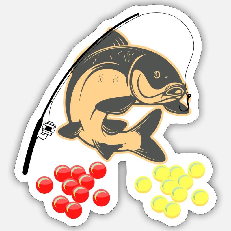 Carpe de pêche - Sticker taille S (10 x 10 cm) - blanc mat