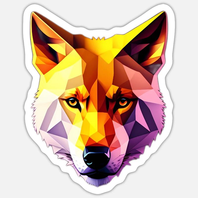 Low Poly Wolf Gesicht Design - Sticker Größe S (10 x 10 cm) - Mattweiß