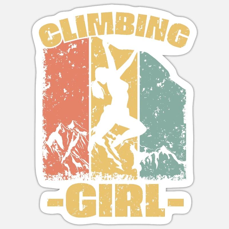 Femmes Escalade rétro - Sticker taille S (10 x 10 cm) - blanc mat