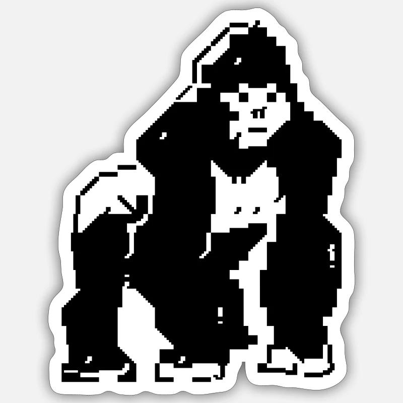 PETSCII gorilla - Sticker Größe S (10 x 10 cm) - Mattweiß