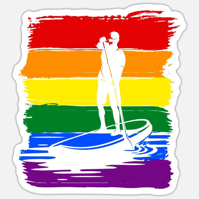 Paddleboard LGBT Pride - Sticker size S (10 x 10 cm) - white matte