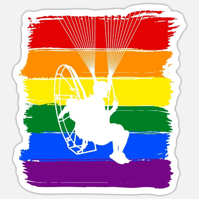 Paramotoring LGBTQ Pride - Sticker size S (10 x 10 cm) - white matte