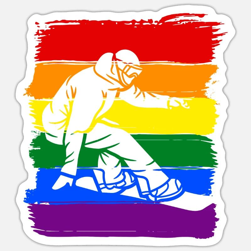 Snowboard LGBT Pride - Sticker taille S (10 x 10 cm) - blanc mat