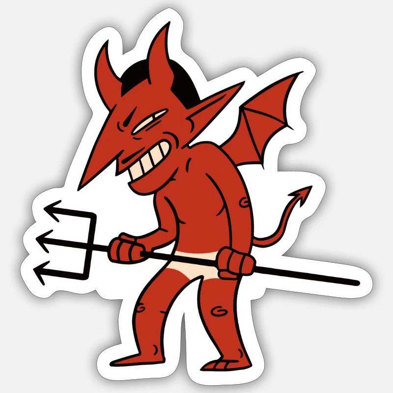 Diable - Sticker taille S (10 x 10 cm) - blanc mat
