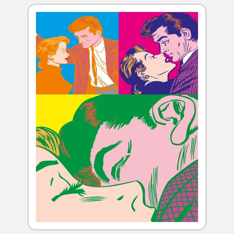Three-step kiss pop - Sticker size S (10 x 10 cm) - white matte