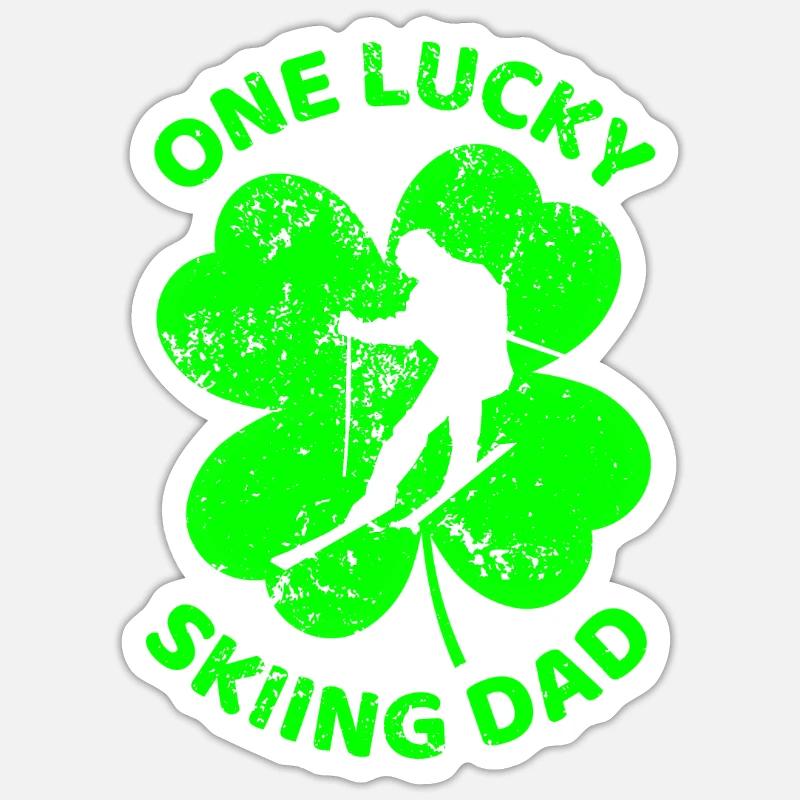 Ski Trèfle de la Saint-Patrick Sticker taille S (10 x 10 cm)
