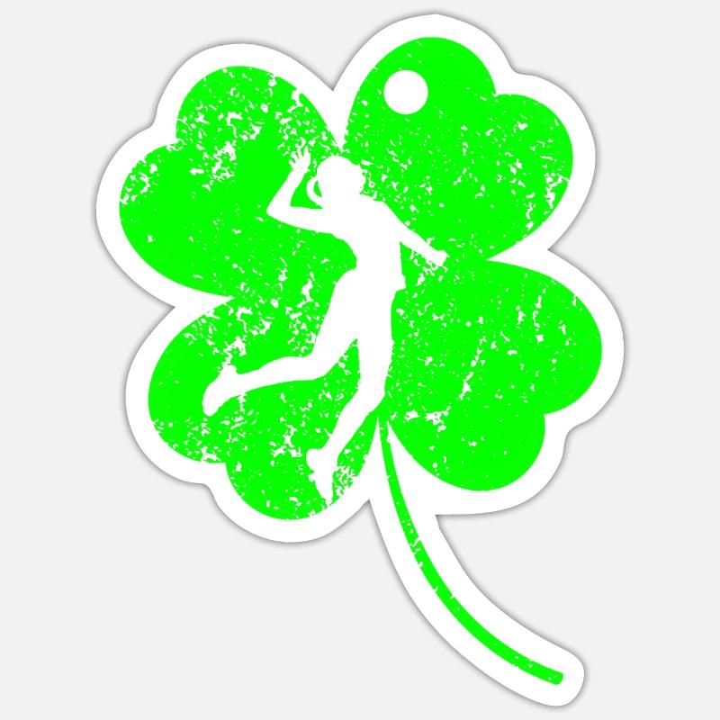 Volleyball Trèfle de la Saint-Patrick - Sticker taille S (10 x 10 cm) - blanc mat