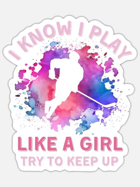 Frauen Eishockey Mädchen - Sticker Größe S (10 x 10 cm) - Mattweiß