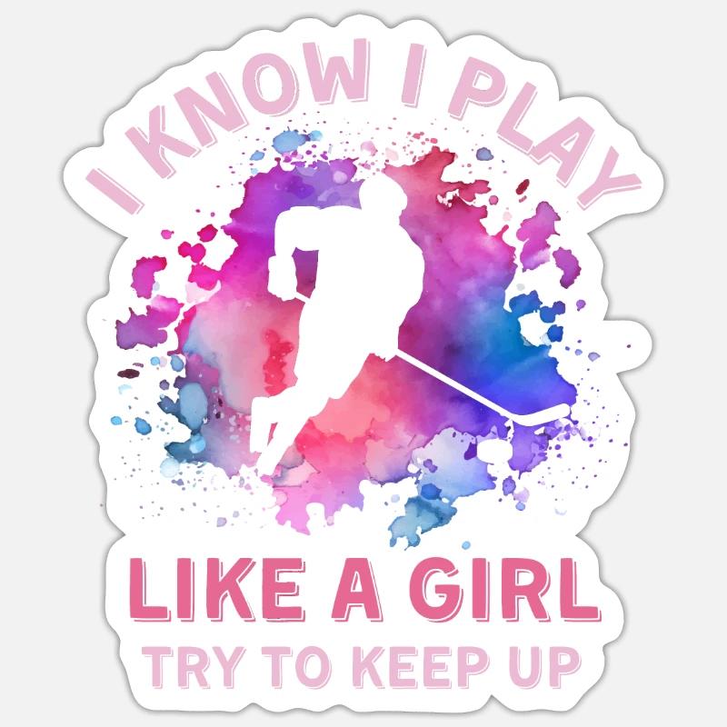Frauen Eishockey Mädchen - Sticker Größe S (10 x 10 cm) - Mattweiß