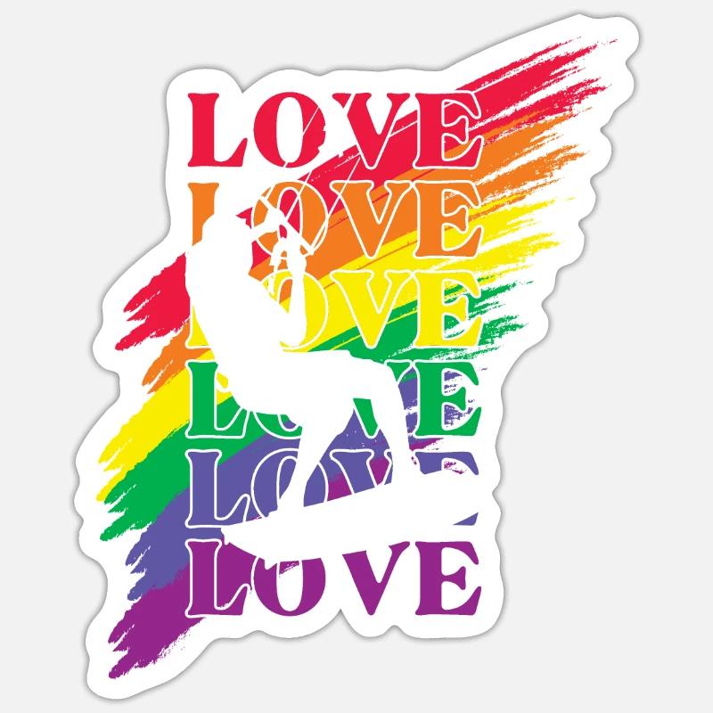Kitesurf LGBT Pride - Sticker taille S (10 x 10 cm) - blanc mat